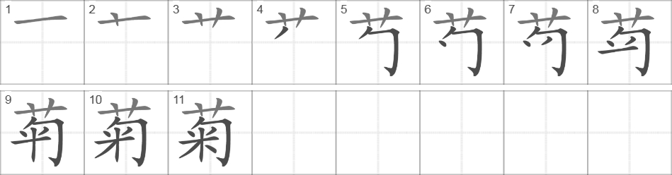 Написание иероглифа 菊