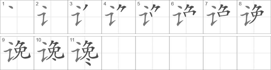 Написание иероглифа 谗