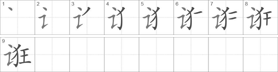 Написание иероглифа 诳