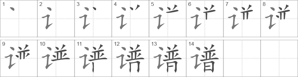 Написание иероглифа 谱