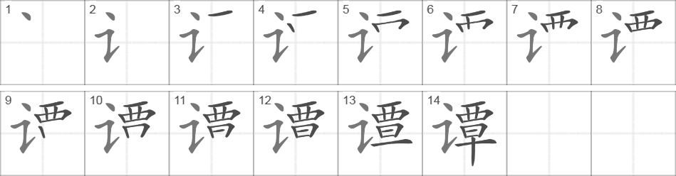 Написание иероглифа 谭