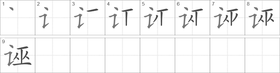 Написание иероглифа 诬