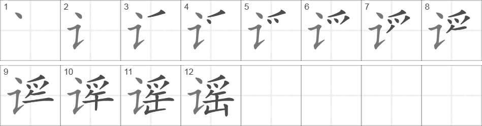 Написание иероглифа 谣