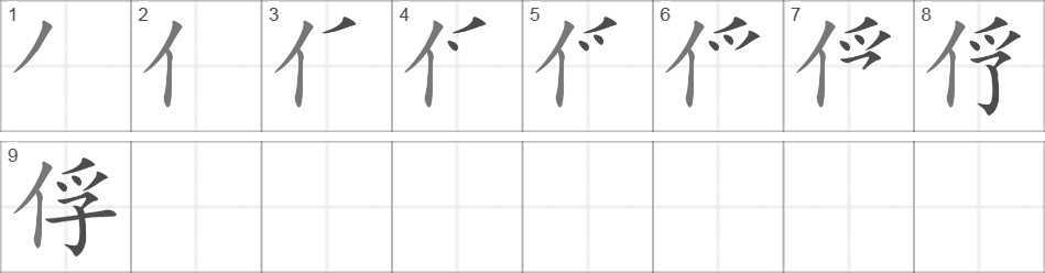 Написание иероглифа 俘