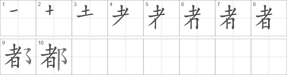 Написание иероглифа 都