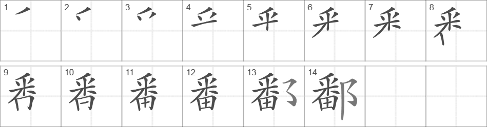 Написание иероглифа 鄱