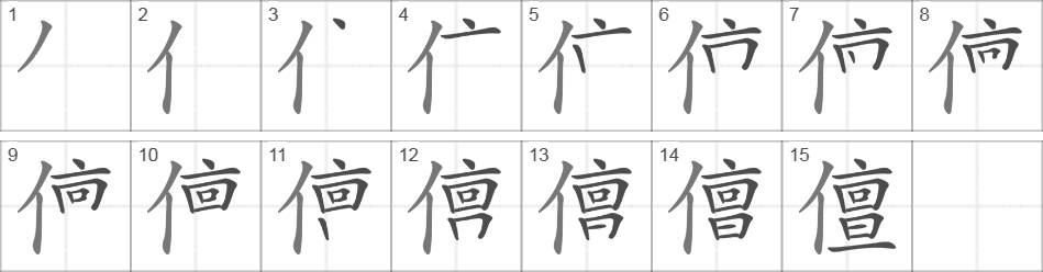 Написание иероглифа 儃