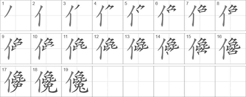 Написание иероглифа 儳