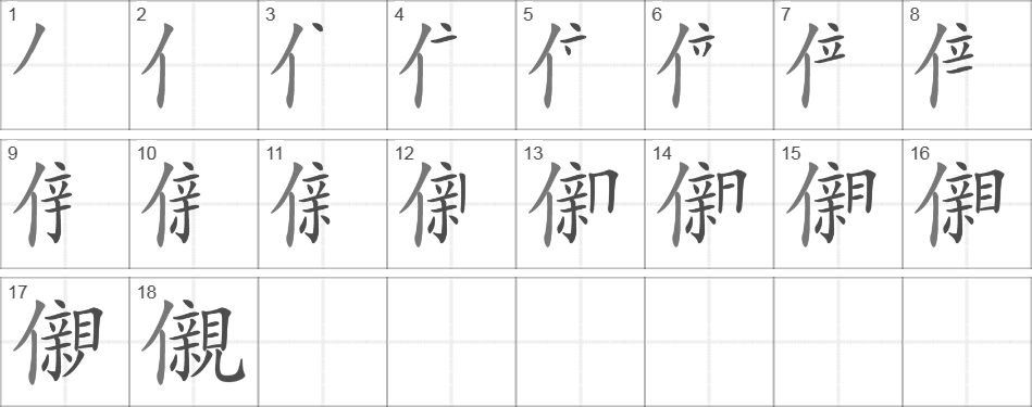 Написание иероглифа 儭