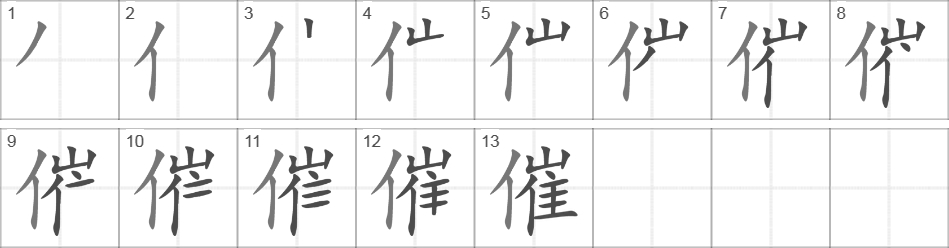 Написание иероглифа 催