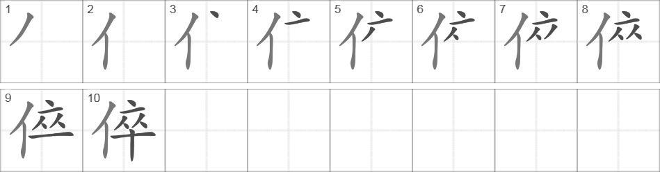 Написание иероглифа 倅