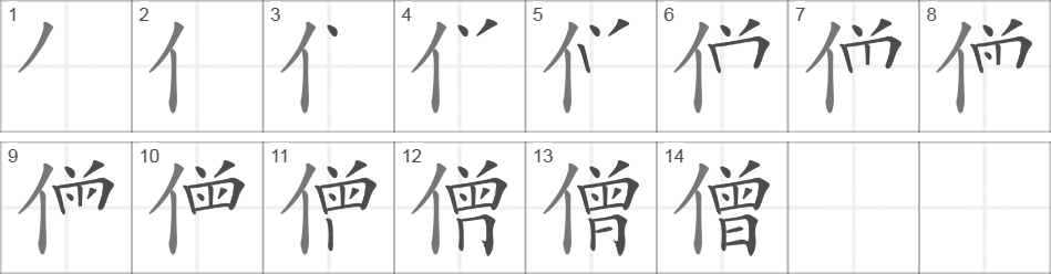 Написание иероглифа 僧