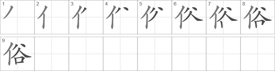 Написание иероглифа 俗