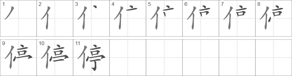 Написание иероглифа 停