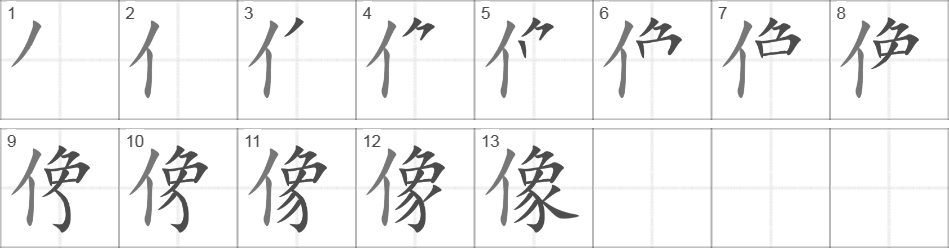 Написание иероглифа 像