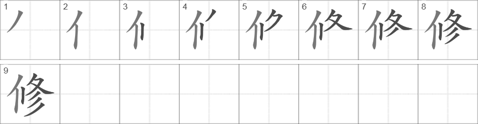 Написание иероглифа 修