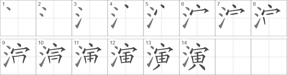 Написание иероглифа 演