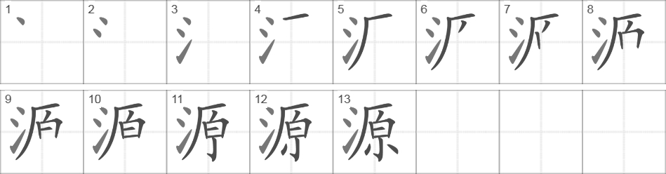 Написание иероглифа 源