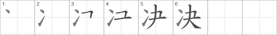 Написание иероглифа 决