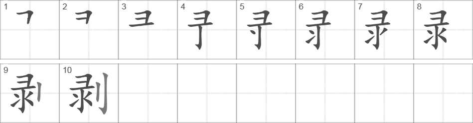 Написание иероглифа 剥