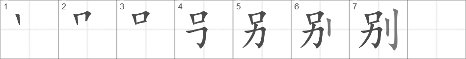Написание иероглифа 别