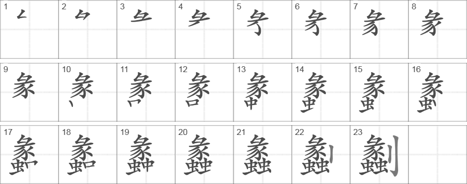 Написание иероглифа 劙