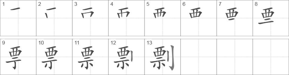 Написание иероглифа 剽