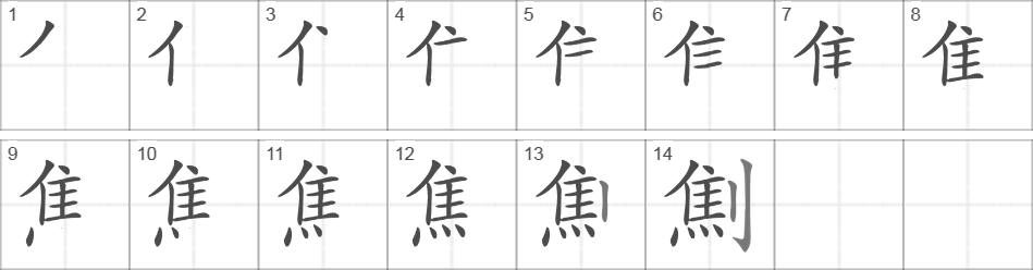 Написание иероглифа 劁