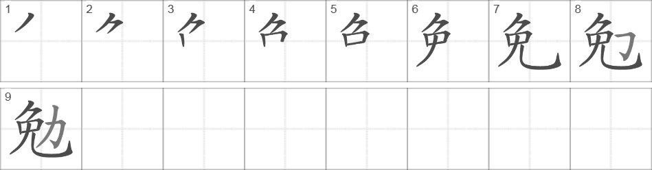 Написание иероглифа 勉