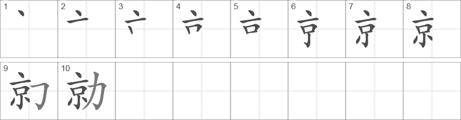 Написание иероглифа 勍