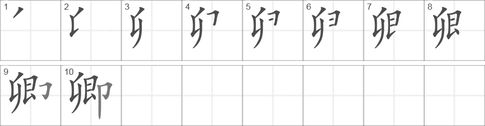 Написание иероглифа 卿