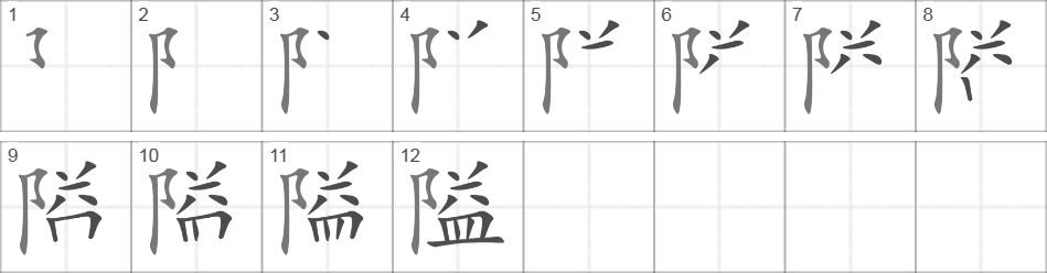 Написание иероглифа 隘