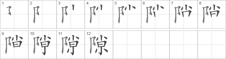 Написание иероглифа 隙