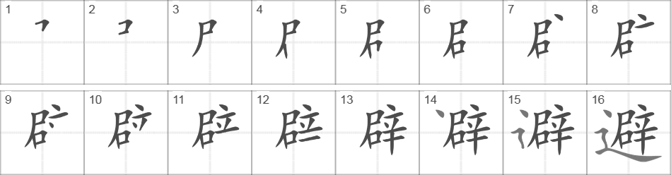 Написание иероглифа 避