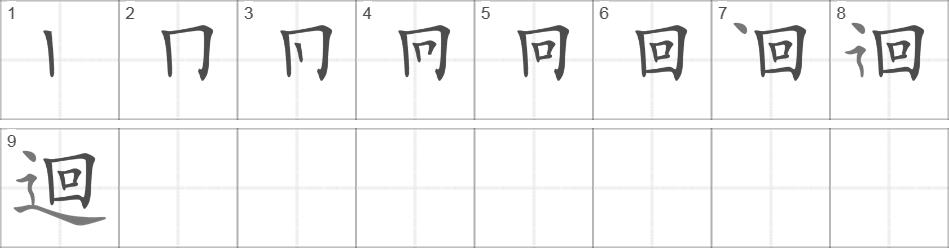 Написание иероглифа 迴