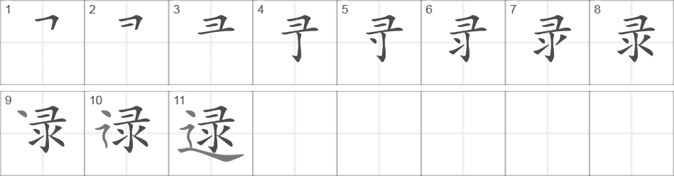 Написание иероглифа 逯