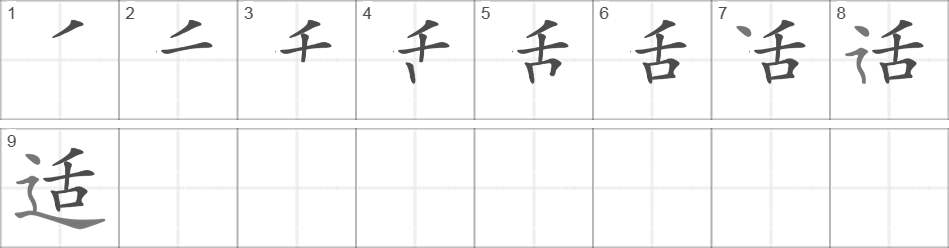 Написание иероглифа 适