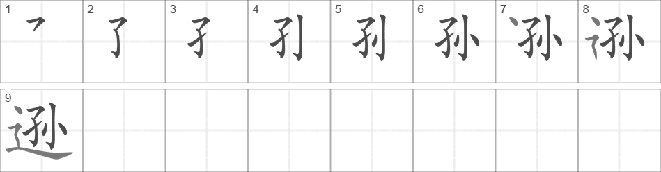 Написание иероглифа 逊