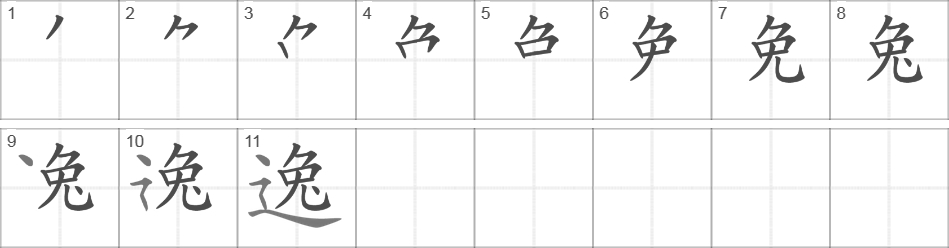 Написание иероглифа 逸