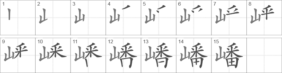 Написание иероглифа 嶓