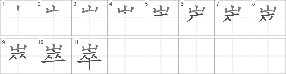 Написание иероглифа 崒