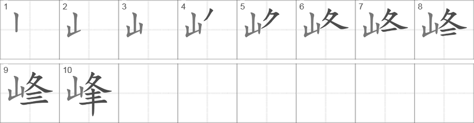 Написание иероглифа 峰