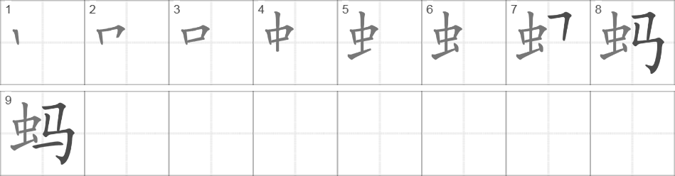 Написание иероглифа 蚂