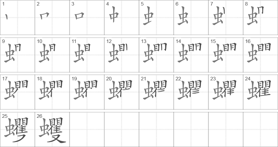 Написание иероглифа 蠼