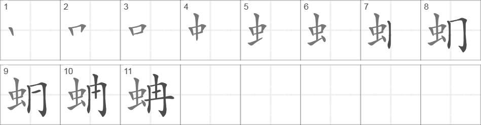 Написание иероглифа 蚺