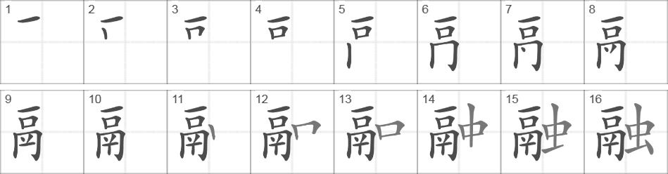 Написание иероглифа 融