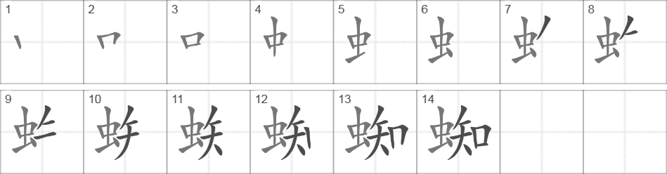 Написание иероглифа 蜘