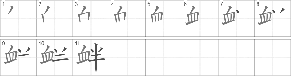 Написание иероглифа 衅