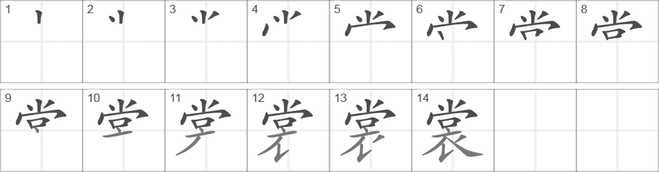 Написание иероглифа 裳