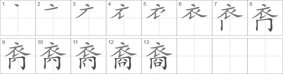 Написание иероглифа 裔